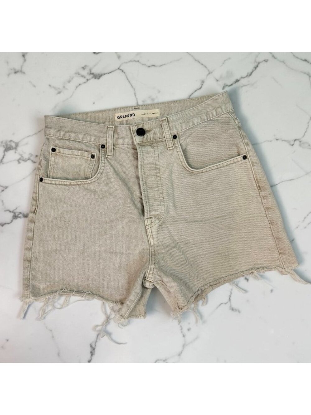 GRLFRND The Jules Denim Jean Shorts Size 26 Button Fly Super High Rise Wilshire